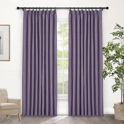 Macochico Pinch Pleated Blackout Curtains 102 Inches Long 100% Light Blocking by Macochico
