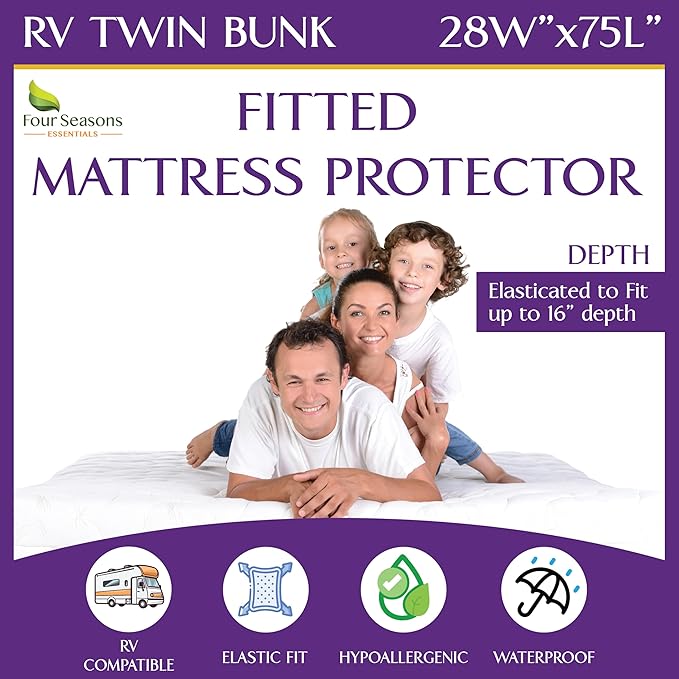 RV Twin Bunk Waterproof Mattress Protector by FourSeasonsEssentials