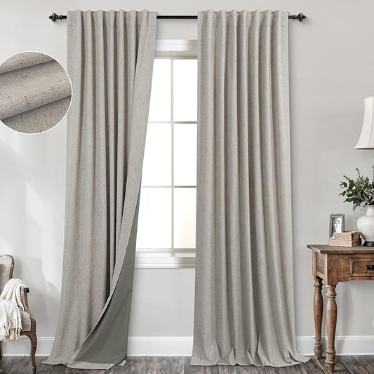 KOUFALL Light Grey Taupe Blackout Curtains by KOUFALL