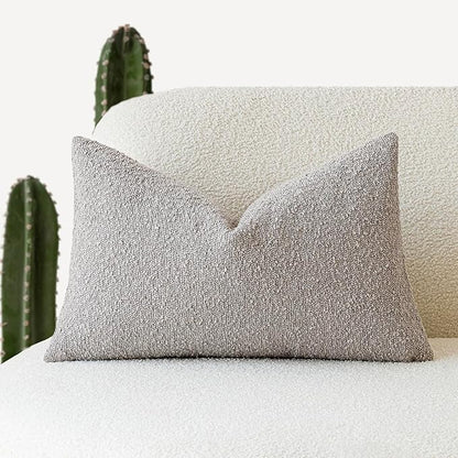 Foindtower Textured Boucle Throw Pillow Covers Accent Solid Lumbar Pillow Cases by Foindtower