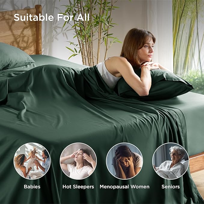Bedsure Queen Sheet Set, Rayon Derived from Bamboo, Cooling Sheets, Breathable - Image 7