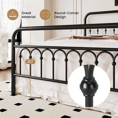 sha cerlin queen size metal platform bed frame showing dimensions