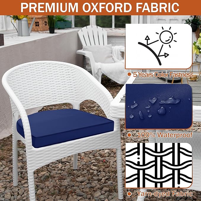 Outdoor Chair Cushions Set of 4 Waterproof Patio Chair Cushions - Image 3
