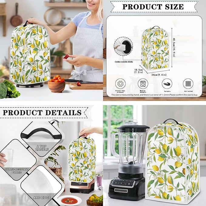 Fruit Theme Lemon Printed Appliance Covers Set Washable Kitchen Blender Dust - Image 3