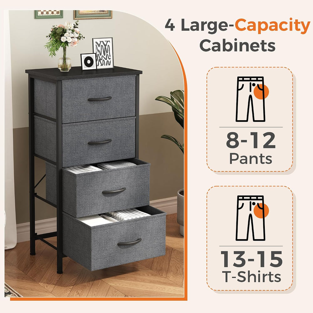 Sweetcrispy Dresser for Bedroom, 4 Drawer Storage Cabinet, Tall Nightstand
