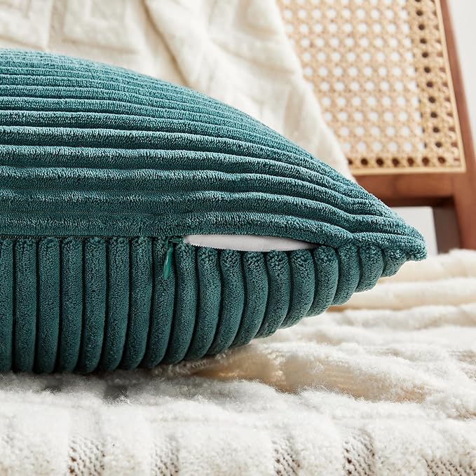 Fancy Homi 2 Packs Teal Long Lumbar Decorative Throw Pillow Covers 12x24 Inch - Image 4