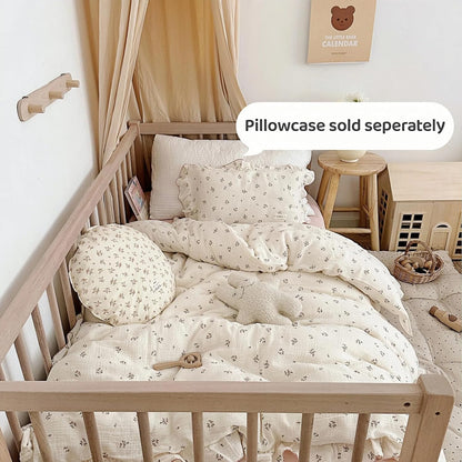BuLuTu 100% Cotton Muslin Crib Duvet Cover for Infant Boys Girls Baby Toddler Bed Muslin Duvet Covers,Nursery Decoration,47"x59", Primrose Print (No Filler)