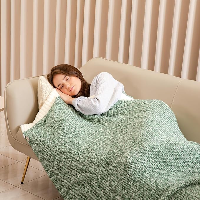 Snuggle Sac Green Blanket Twin Size Bedding Blankets, Super Soft Warm Cozy Knit - Image 9
