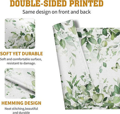 Sage Green Leaf Placemats Set of 4 Eucalyptus Leaves Place Mats 12×18 Inch - Image 5