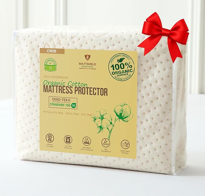 Crib Luxury Organic Cotton Mattress Protector by MATTSHIELDORIGINAL