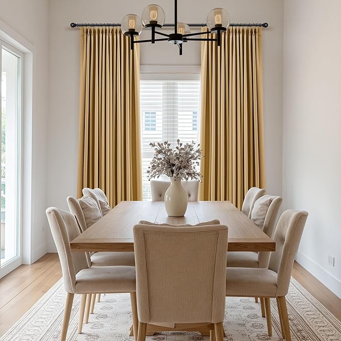 Joywell Pinch Pleated Linen 100% Blackout Curtains 2 Panels Set Black Out Camel - Image 9