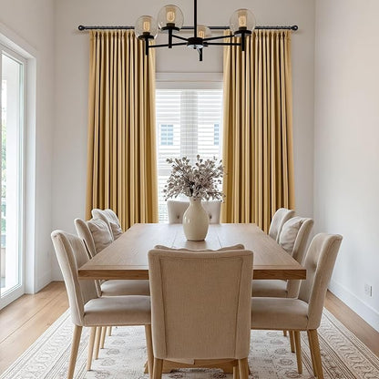 Joywell Pinch Pleated Linen 100% Blackout Curtains 2 Panels Set Black Out Camel - Image 9