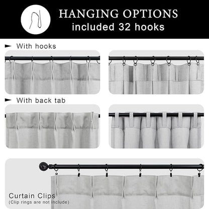 Light Grey Pinch Pleated Cafe Curtains 24 Inches Long 2 Panels Back Tab Half - Image 4