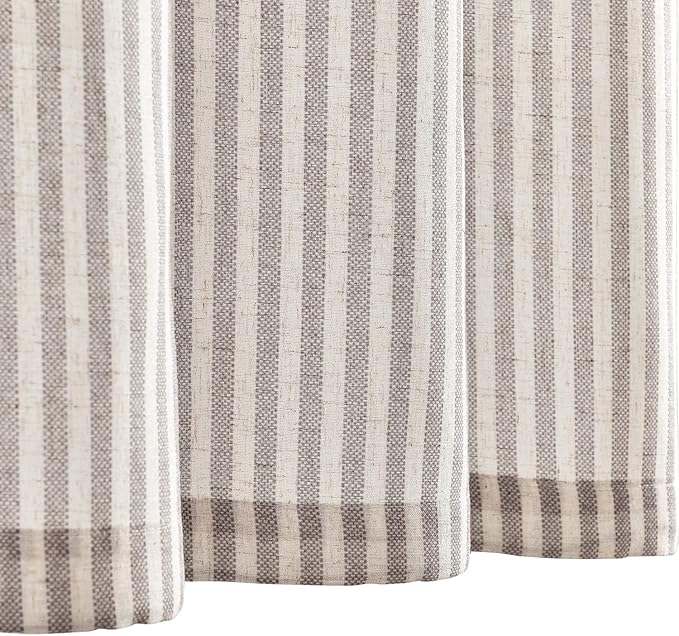 jinchan Tab Top Linen Kitchen Curtains 36 Inches Striped Tier Curtains - Image 9