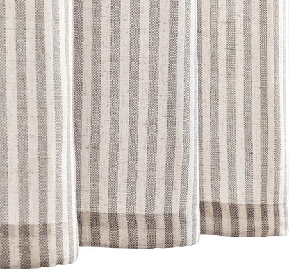 jinchan Tab Top Linen Kitchen Curtains 36 Inches Striped Tier Curtains - Image 9