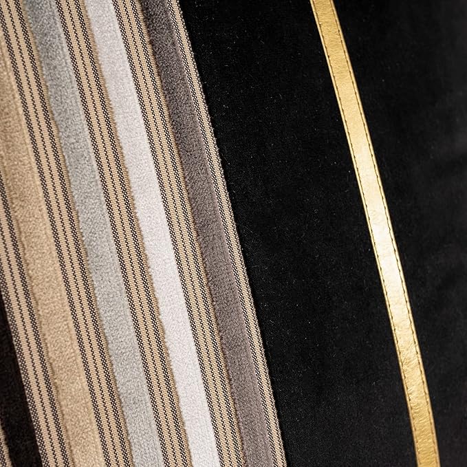Yangest Black Striped Patchwork Throw Pillow Cover Gold Leather Cushion Cover - Image 3