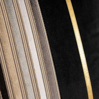 Yangest Black Striped Patchwork Throw Pillow Cover Gold Leather Cushion Cover - Image 3