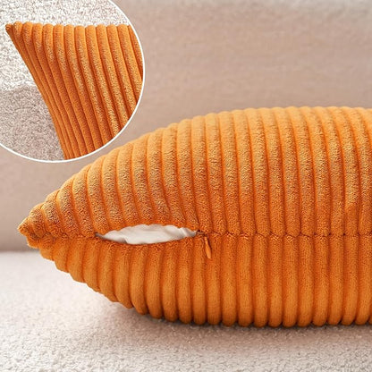 MIULEE Winter Pack of 2 Orange Pillow Covers 18x18 Inch Soft Boho Striped - Image 5