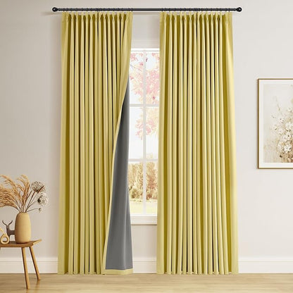 Joywell Pinch Pleated Linen 100% Blackout Curtains 96 Inches Long 2 Panels by Joywell