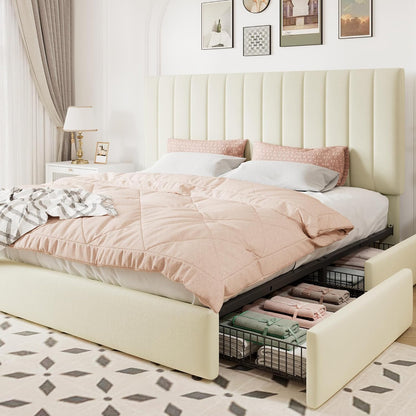 allewie king size storage bed frame, vertical channel, main product view
