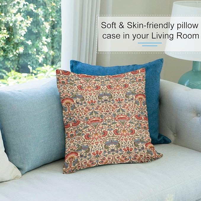 William Morris Floral Original Throw Pillow Covers Boho Chic Retro Floral Cozy - Image 5