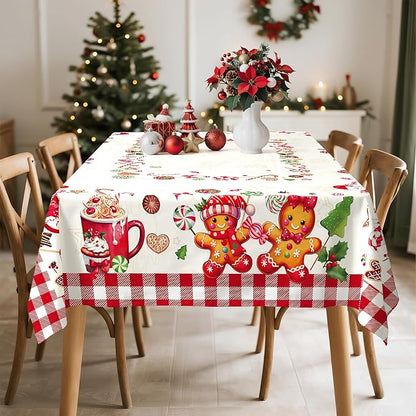 Christmas Gingerbread Tablecloth Waterproof, Candy Cane Table Cloth Rectangle - Image 4
