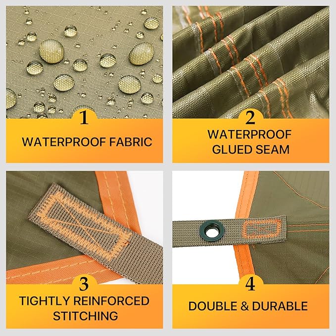 Camping Tarp Tent Portable Multifunctional Bushcraft Backpacking Tear-Resistant - Image 3