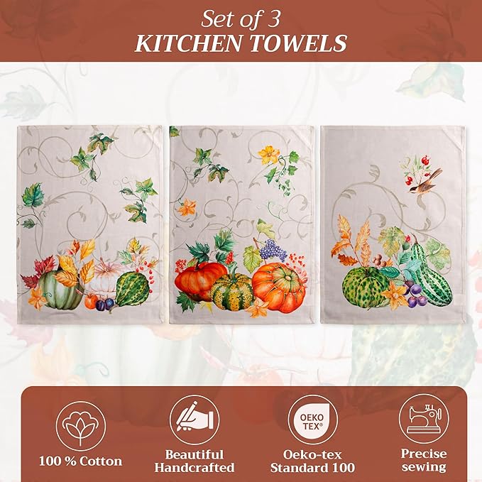 Maison d' Hermine Kitchen Towels Set of 3 100% Cotton 20" x 27.5" Reusable - Image 2