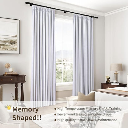 Joywell Pinch Pleated 100% Blackout Linen Curtains 112 Inches Long - Image 6