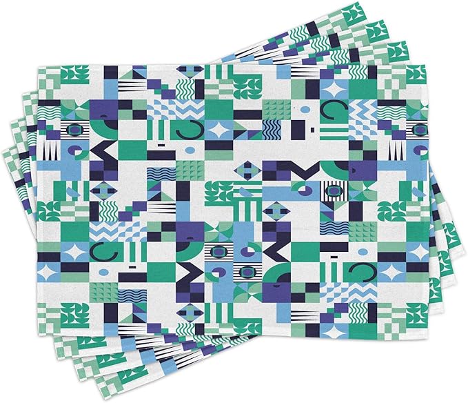 Ambesonne Mid Century Place Mats Set of 4, Geometric Modern Art Design in The by Ambesonne