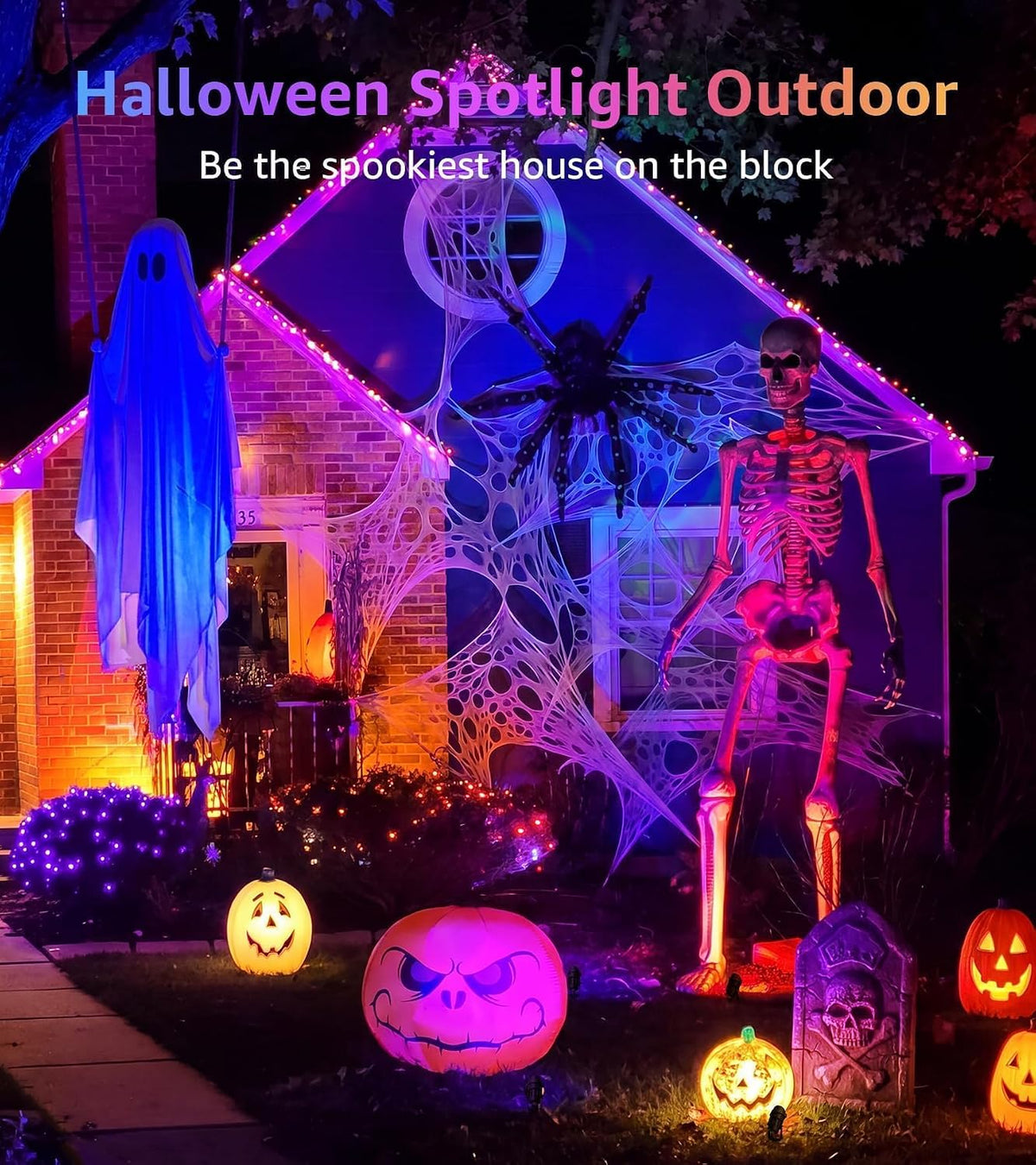 SUNVIE Halloween Spotlights Outdoor Waterproof 12W RGB LED Landscape Lights