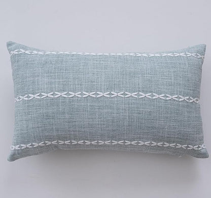 vctops Rustic Striped Cotton Linen Decorative Throw Pillow Cover Embroidery - Image 2