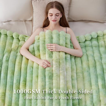 Fluffy Faux Fur Throw Blanket, Thick 1000GSM Soft Cozy Throw Blankets - Image 4