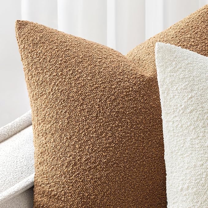Woaboy Pack of 2 18x18 Inch Decorative Boucle Throw Pillow Covers Textured - Image 6