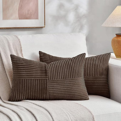 Fancy Homi 2 Packs Dark Brown Lumbar Decorative Throw Pillow Covers 16x32 Inch by Fancy+Homi
