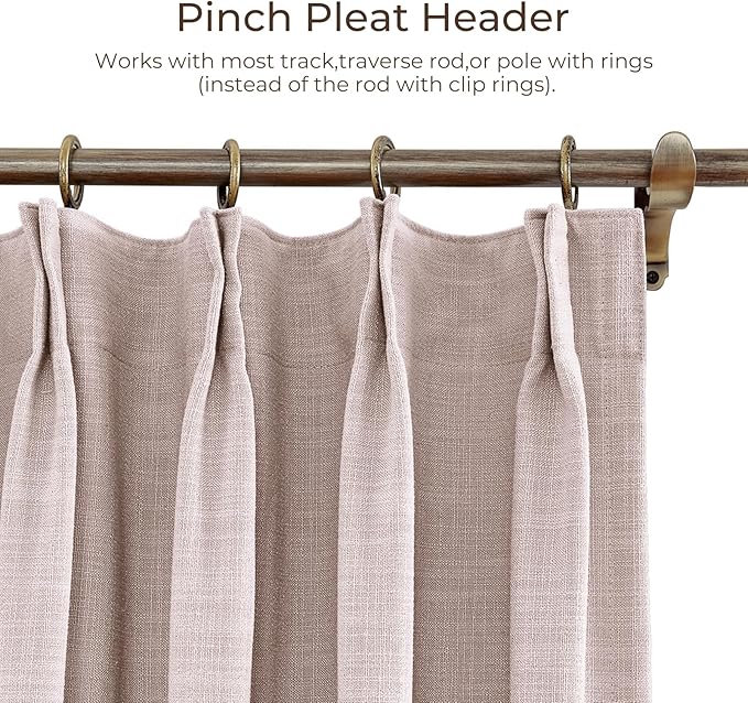 TWOPAGES 100 W x 84 L inch Pinch Pleated Curtain Room Darkening Linen Drapery - Image 4