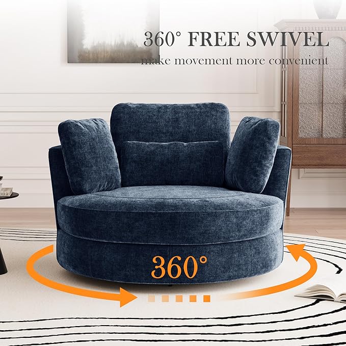 Aoiy & Wifon 50.2'' W Oversized Swivel Barrel Chair - Image 3