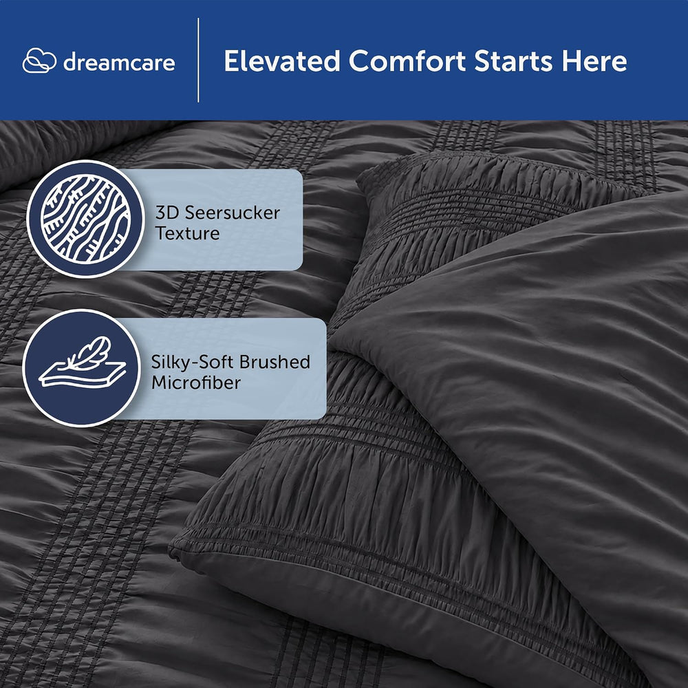 DREAMCARE Duvet Cover King - Hidden Zipper with 8 Internal Ties, 3pc Set