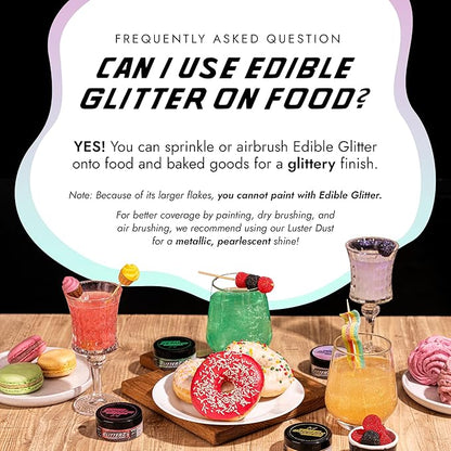 MONÉGASQUE Iridescent Edible Glitter for Drinks 10g – Halloween Edible Glitter for Cakes & Cocktails - Cocktail & Drink Shimmer Powder - Food Decorating Sprinkles, Cupcakes, & Cake Decorations Spray