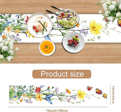 Elegant Floral and Butterfly Table Runner – Vibrant Spring Design - Image 3