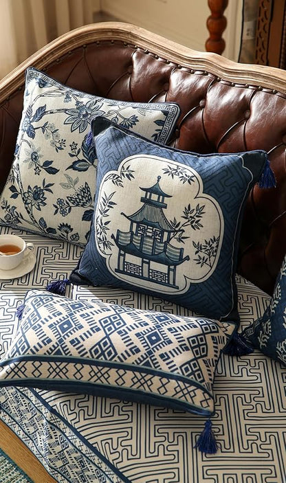 Chinoiserie Throw Pillow Covers, Classic Chinoiserie Blue and White - Image 8