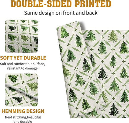 Sage Green Pine Tree Christmas Placemats Set of 4 Xmas Farmhouse Rustic Style - Image 5