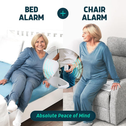 lunderg wireless early alert bed & chair alarm shown in use