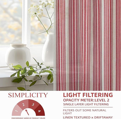 DriftAway Farmhouse Vertical Striped Linen Blend Textured Light Filtering Semi - Image 3