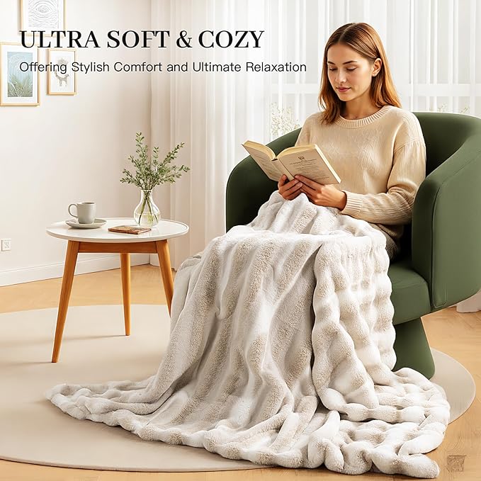 NEXHOME PRO Faux Fur Twin Blanket, Ultra Soft Cozy Warm Fuzzy Fluffy Plush - Image 6