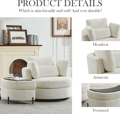 Aoiy & Wifon 42.2" W Oversized Swivel Barrel Chair - Image 4