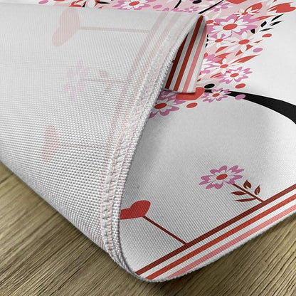 Ambesonne Valentine Place Mats Set of 4, Heart Shaped Tree Daisies Wildflowers - Image 5