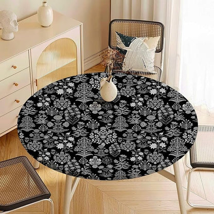 Black Fitted Round Tablecloth by Unknown