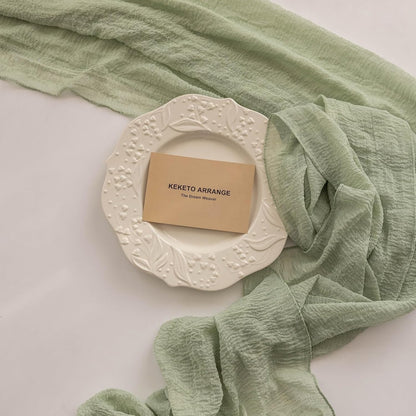 Keketoarrange Sage Green Table Runner Cheesecloth 120 Inch 10 FT Rustic Boho Cheese Cloth Table Runner for Wedding Baby Shower Bridal Shower Sheer Gauze Centerpiece Summer Boho Home Decorations
