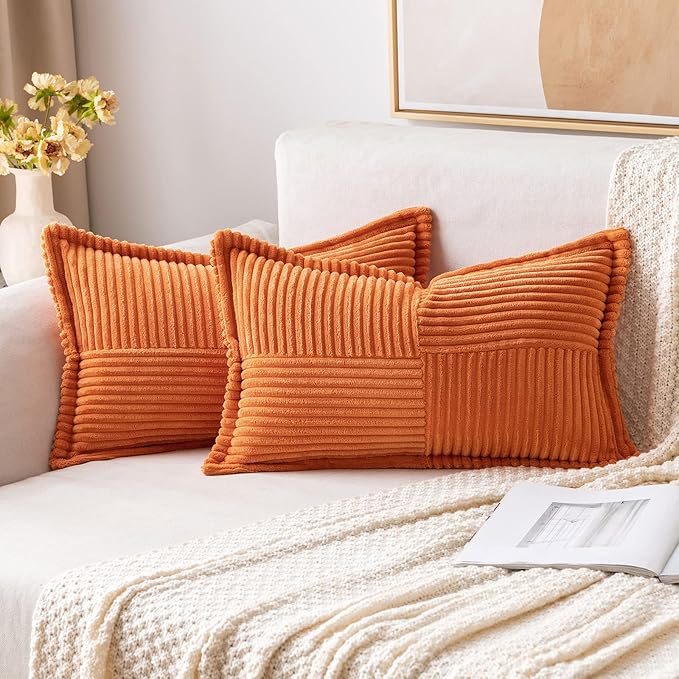 MIULEE Orange Decorative Lumbar Throw Pillow Covers by MIULEE